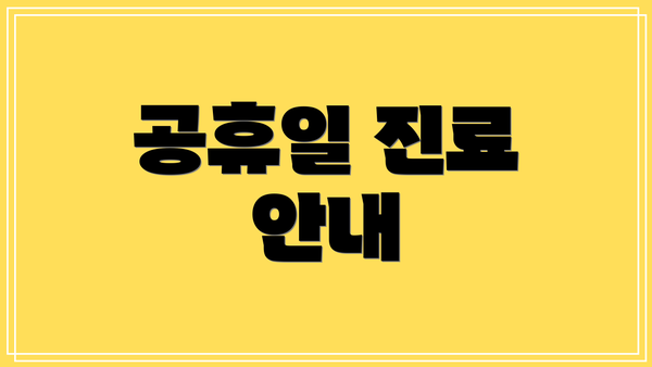공휴일 진료 안내