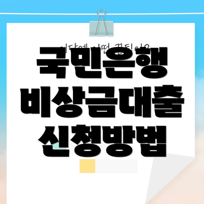 국민은행 비상금대출 신청방법