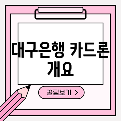 대구은행 카드론 개요