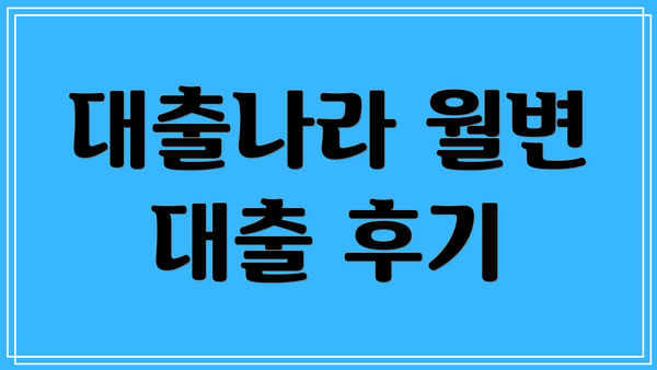 대출나라 월변 대출 후기