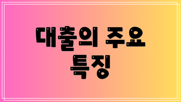 대출의 주요 특징