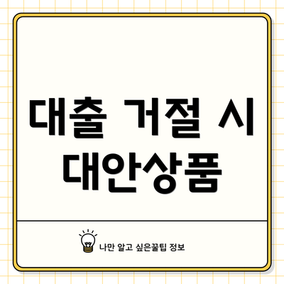 대출 거절 시 대안상품