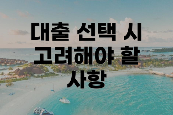 대출 선택 시 고려해야 할 사항