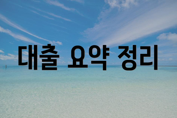 대출 요약 정리