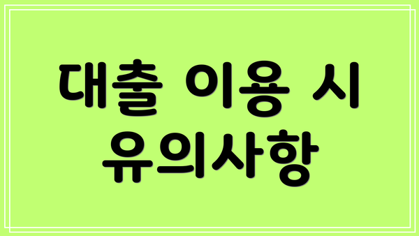 대출 이용 시 유의사항