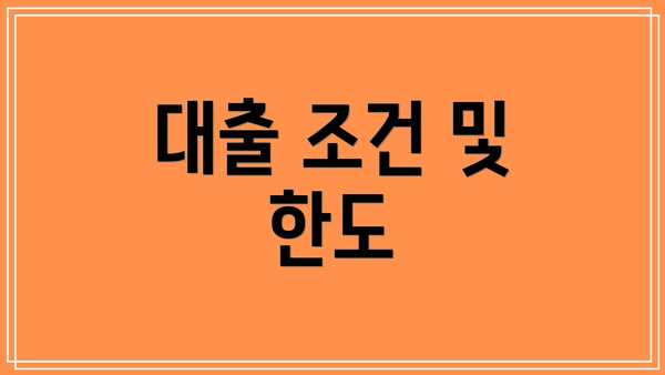 대출 조건 및 한도