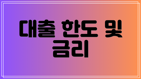 대출 한도 및 금리