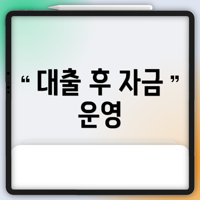 대출 후 자금 운영