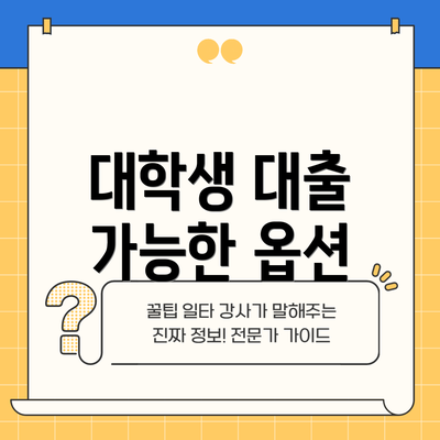 대학생 대출 가능한 옵션