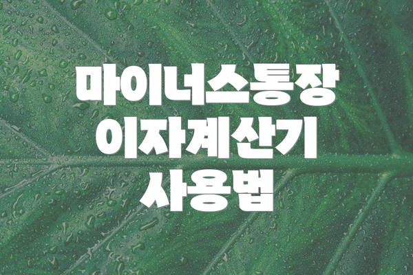 마이너스통장 이자계산기 사용법