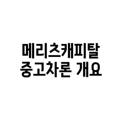 메리츠캐피탈 중고차론 개요