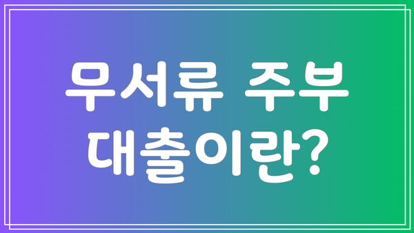 무서류 주부 대출이란?