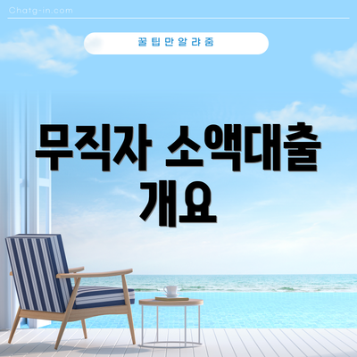 무직자 소액대출 개요