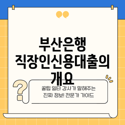 부산은행 직장인신용대출의 개요