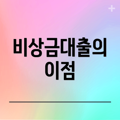 비상금대출의 이점