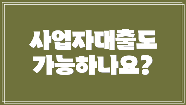사업자대출도 가능하나요?