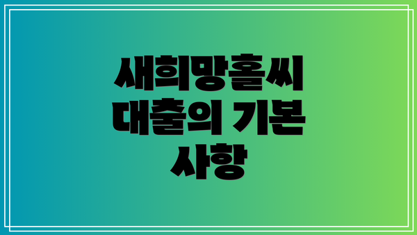 새희망홀씨 대출의 기본 사항