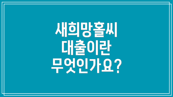 새희망홀씨 대출이란 무엇인가요?