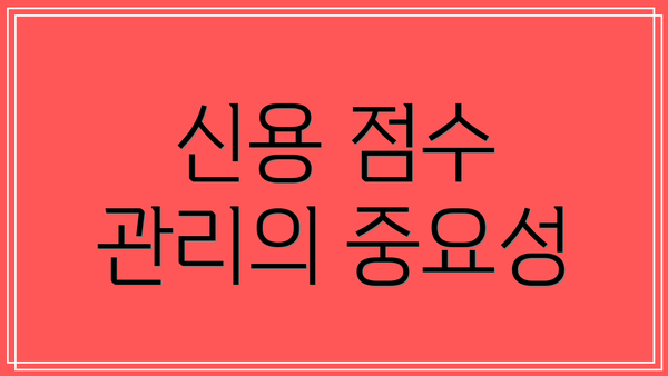 신용 점수 관리의 중요성