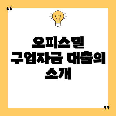 오피스텔 구입자금 대출의 소개