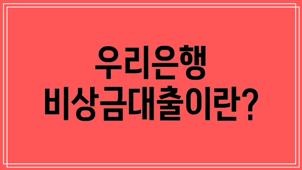 우리은행 비상금대출이란?