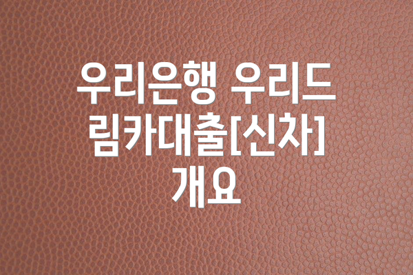 우리은행 우리드림카대출[신차] 개요