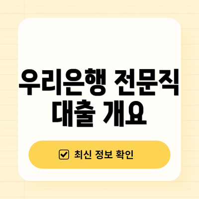 우리은행 전문직 대출 개요