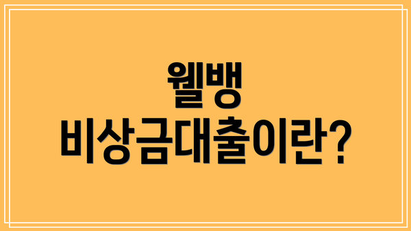 웰뱅 비상금대출이란?
