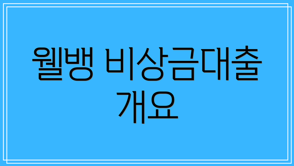 웰뱅 비상금대출 개요