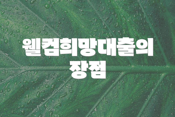 웰컴희망대출의 장점