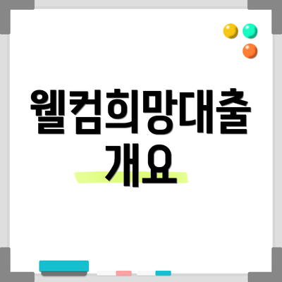웰컴희망대출 개요