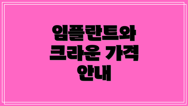 임플란트와 크라운 가격 안내
