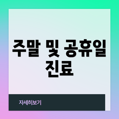 주말 및 공휴일 진료