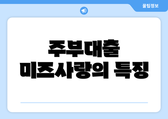 주부대출 미즈사랑의 특징