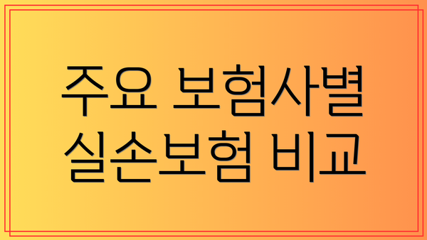 주요 보험사별 실손보험 비교