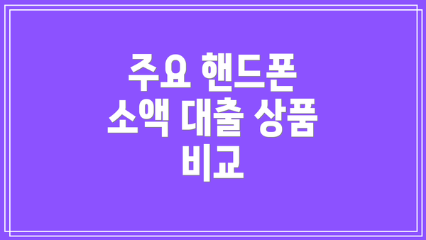 주요 핸드폰 소액 대출 상품 비교