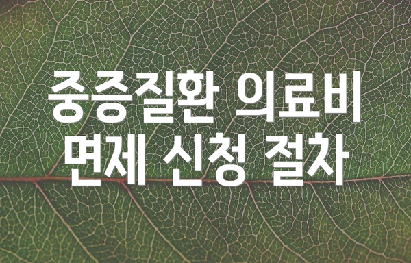 중증질환 의료비 면제 신청 절차