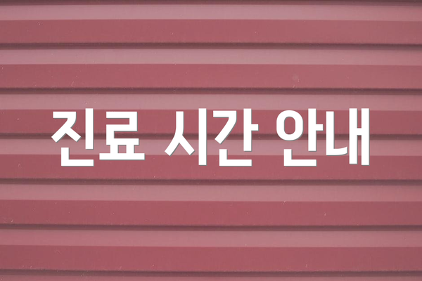 진료 시간 안내