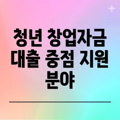 청년 창업자금 대출 중점 지원 분야
