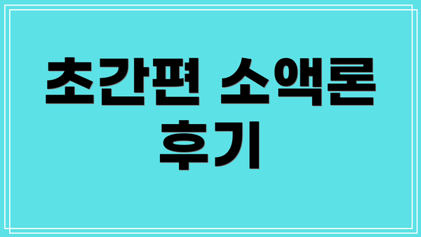 초간편 소액론 후기