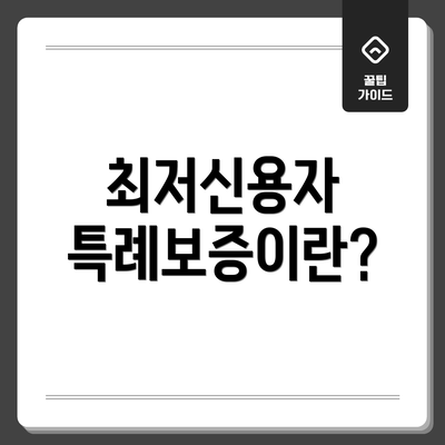 최저신용자 특례보증이란?