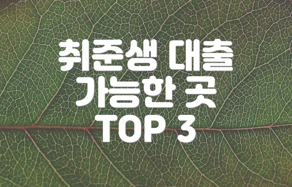 취준생 대출 가능한 곳 TOP 3