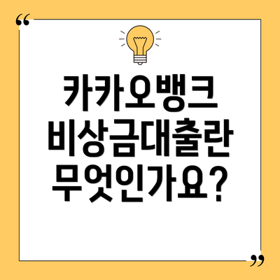 카카오뱅크 비상금대출란 무엇인가요?