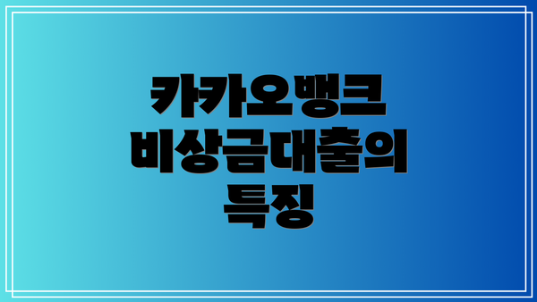 카카오뱅크 비상금대출의 특징