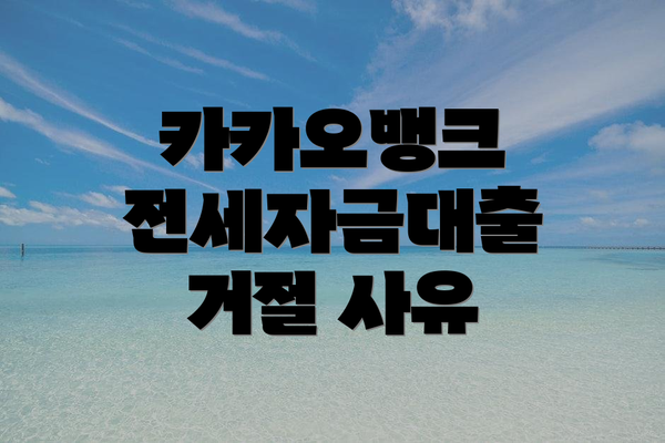 카카오뱅크 전세자금대출 거절 사유
