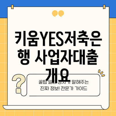 키움YES저축은행 사업자대출 개요