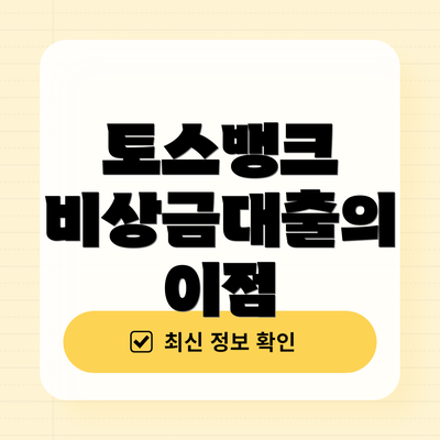 토스뱅크 비상금대출의 이점