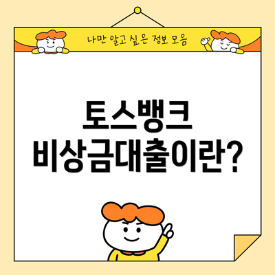 토스뱅크 비상금대출이란?