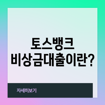 토스뱅크 비상금대출이란?