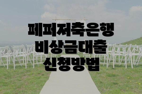 페퍼저축은행 비상금대출 신청방법